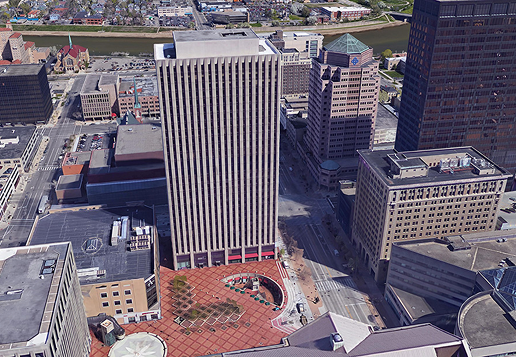 Exterior view of Scala Tower showcasing its modern architectural design in Dayton.
